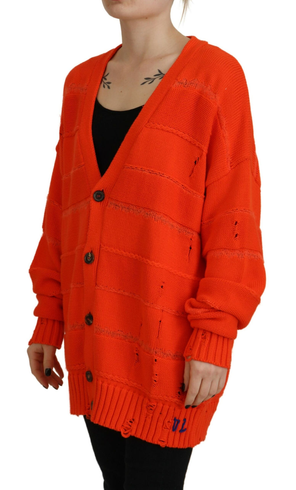 Dsquared² Orangefarbene Strickjacke aus Baumwolle mit Knöpfen