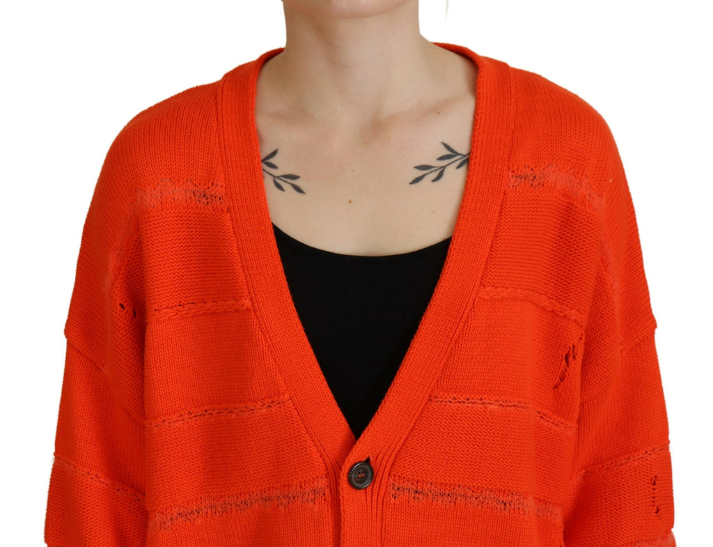 Dsquared² Orangefarbene Strickjacke aus Baumwolle mit Knöpfen