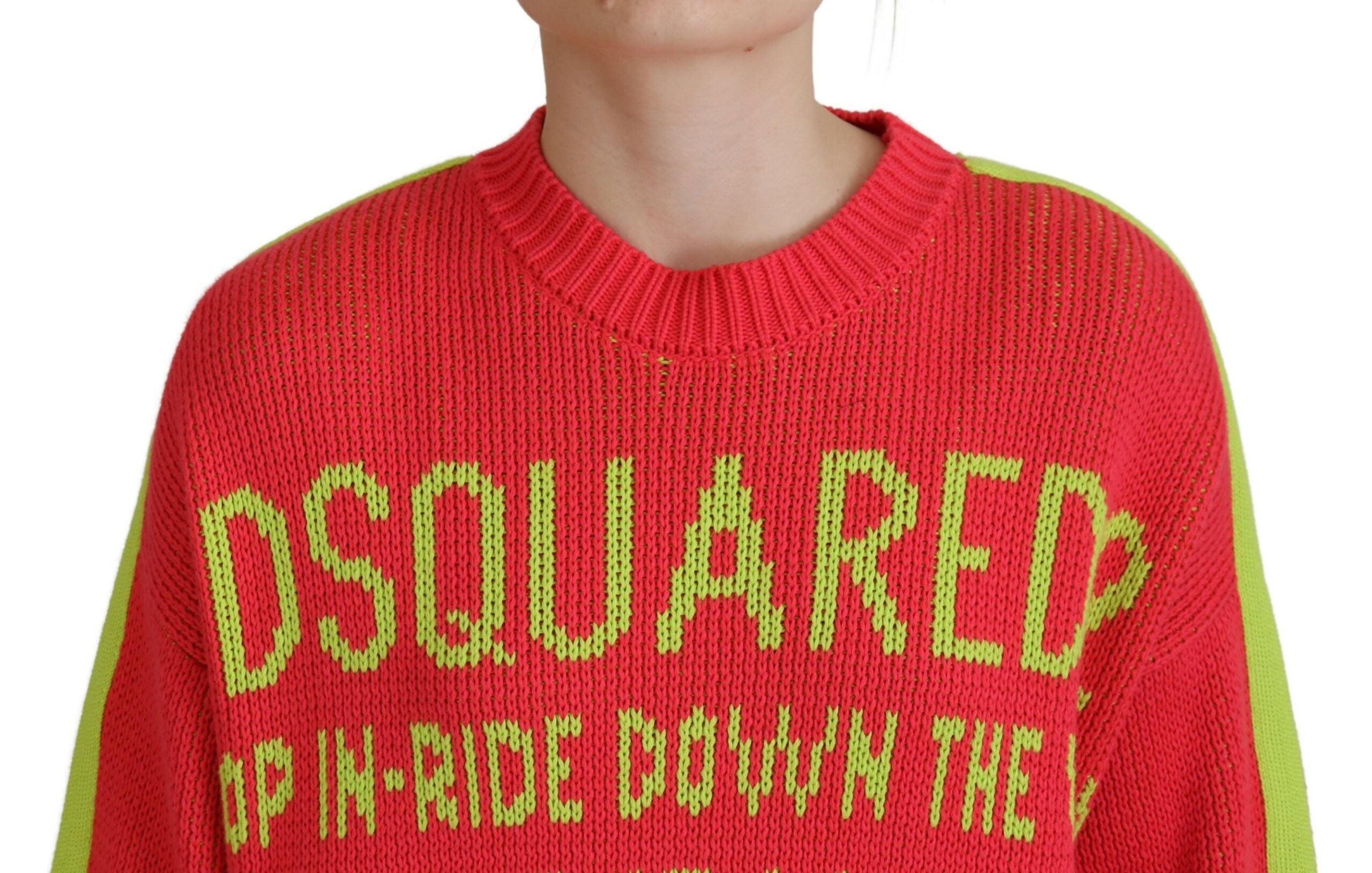 Dsquared² Multicolor Baumwollpullover mit Rundhalsausschnitt und Strickmuster