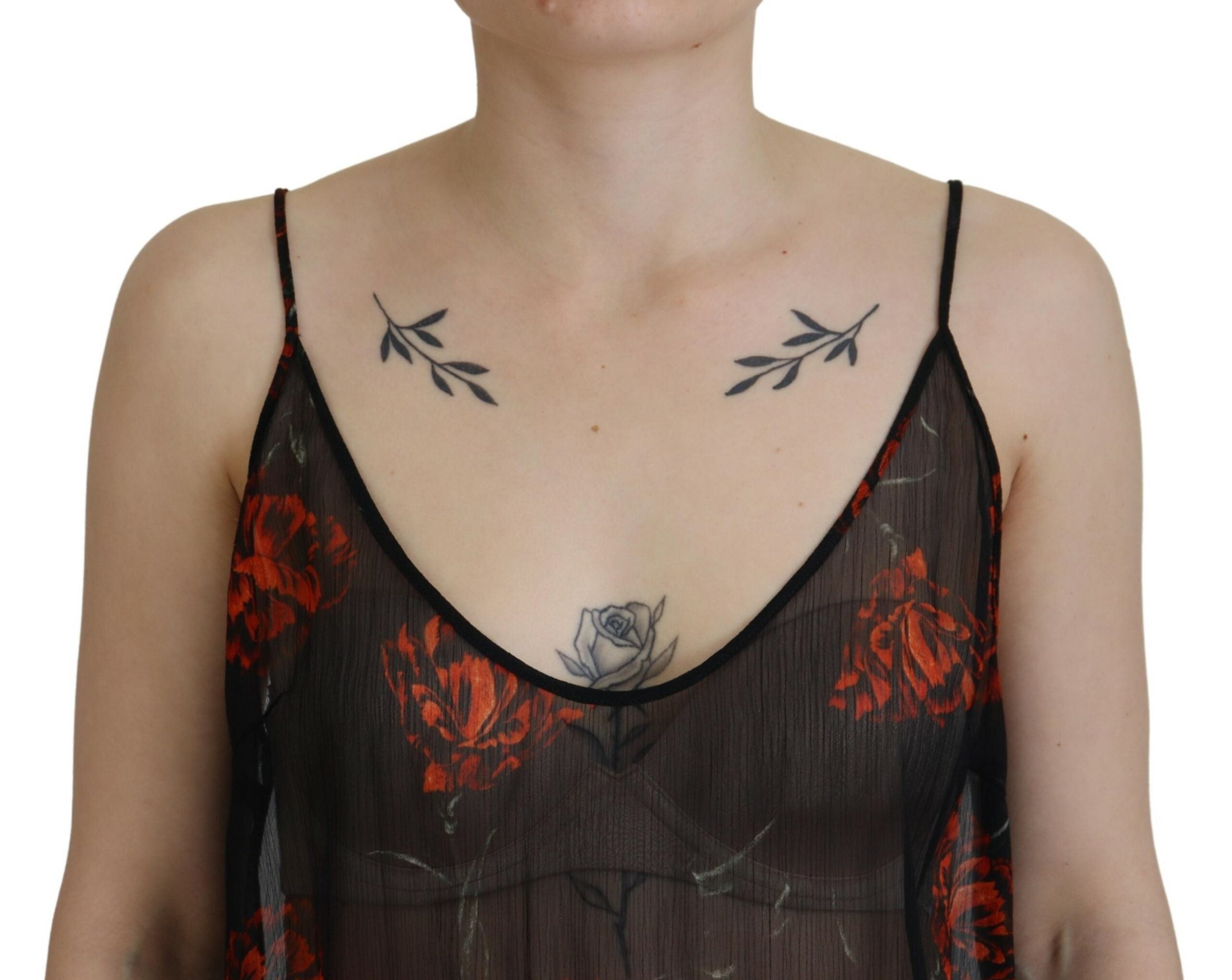 Dsquared² Schwarzer Blumendruck Spaghetti-Träger-Tankbluse