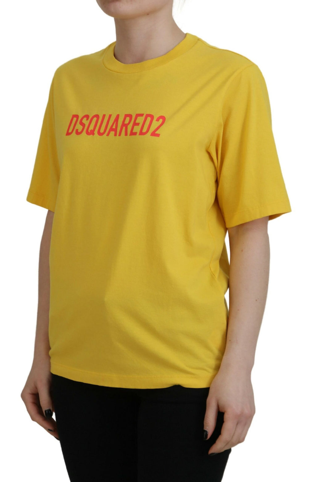Dsquared² Gelbes Logo Print Baumwolle Rundhalsausschnitt Easy Tee T-shirt