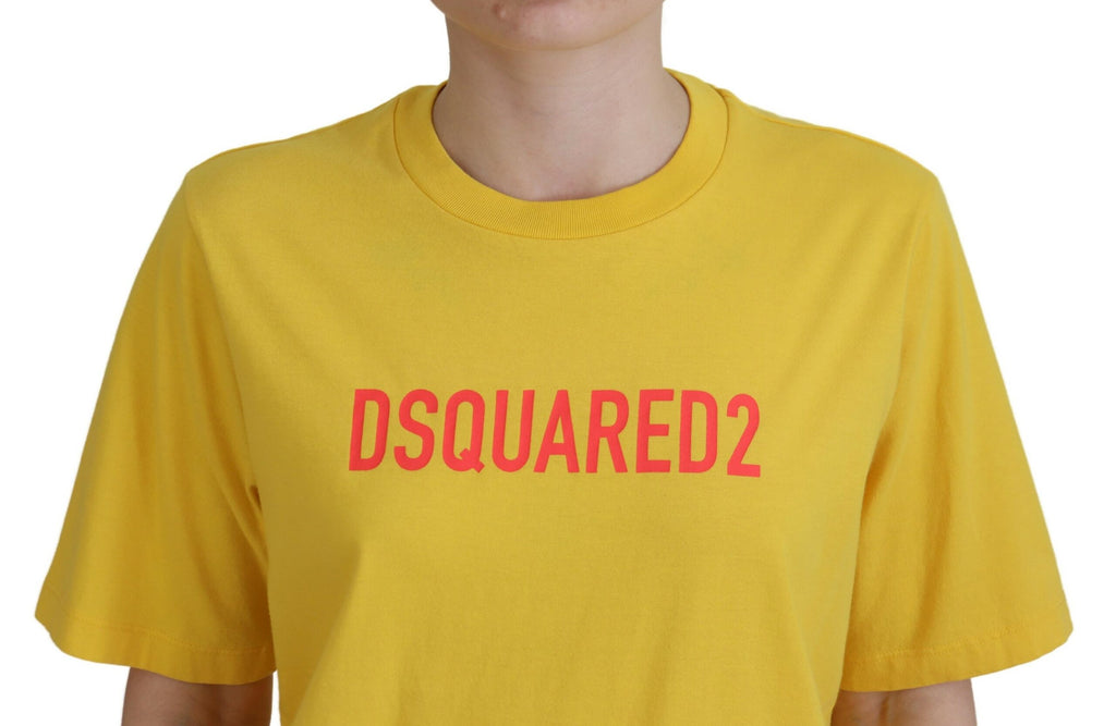 Dsquared² Gelbes Logo Print Baumwolle Rundhalsausschnitt Easy Tee T-shirt
