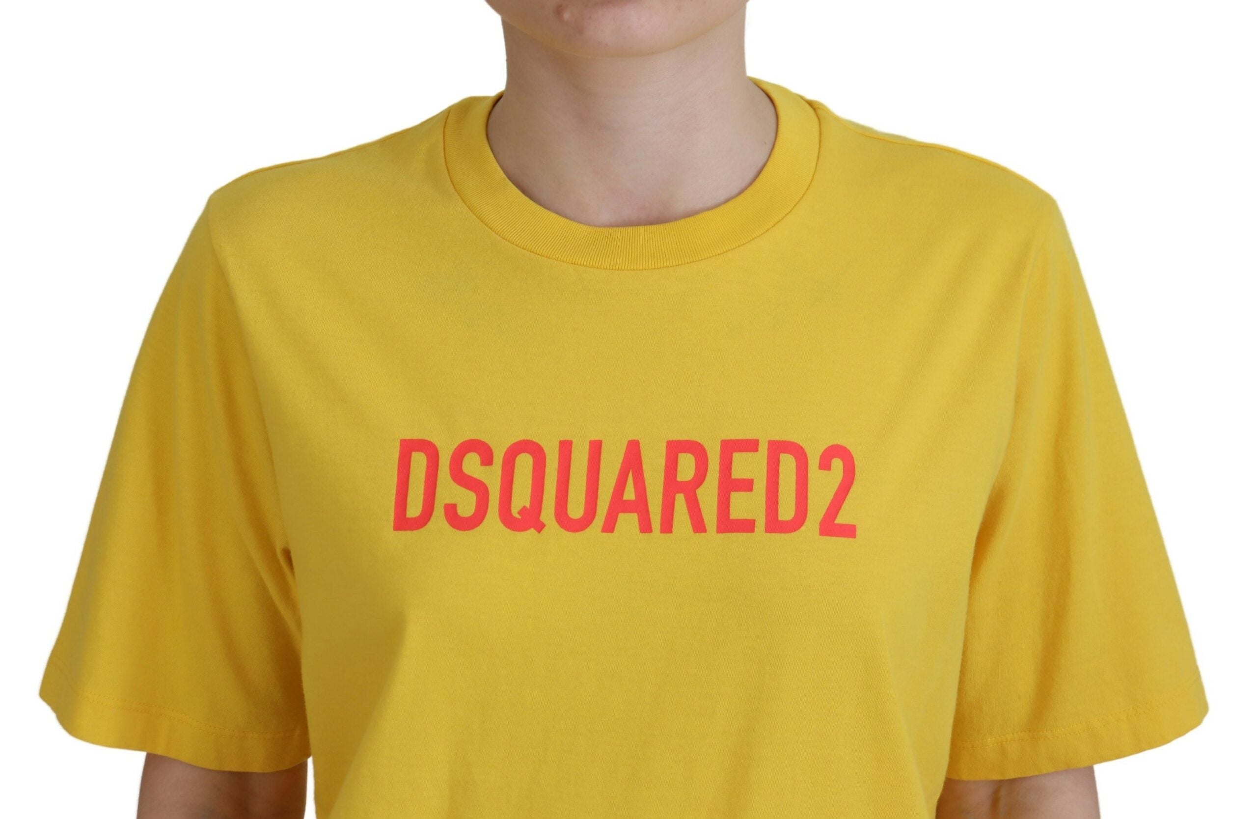 Dsquared² Gelbes Logo Print Baumwolle Rundhalsausschnitt Easy Tee T-shirt