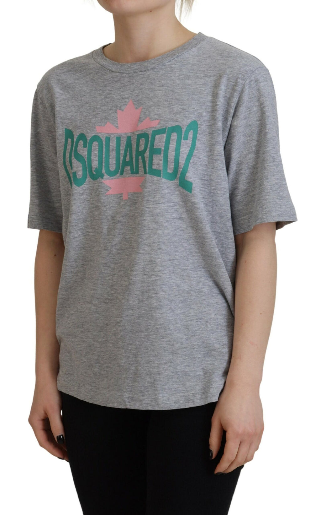 Dsquared² Graues Logo Baumwoll-Crewneck-T-Shirt mit kurzen Ärmeln