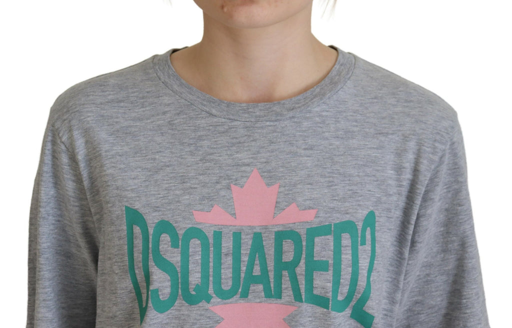 Dsquared² Graues Logo Baumwoll-Crewneck-T-Shirt mit kurzen Ärmeln
