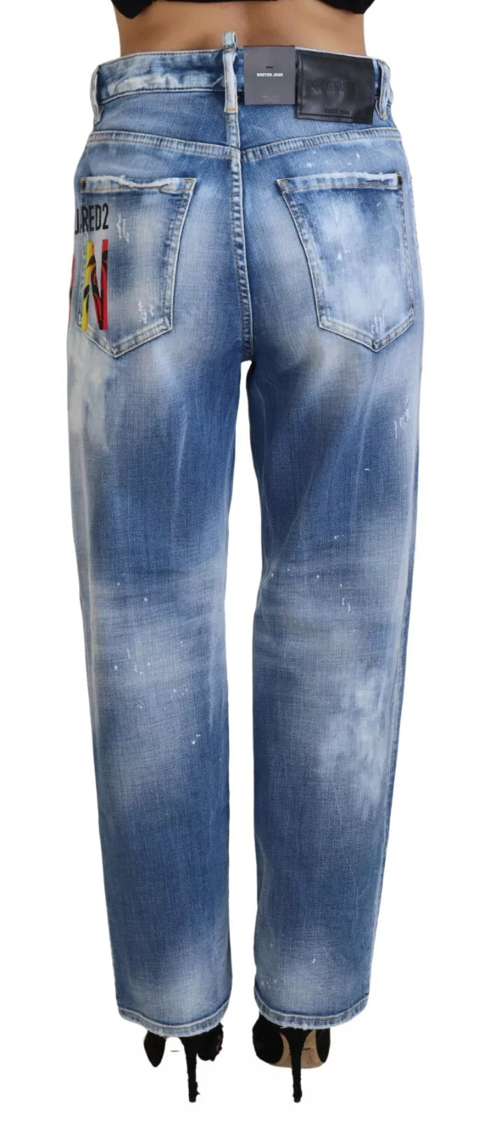 Dsquared² Blaue Icon High Waist Straight Denim Jeans Boston
