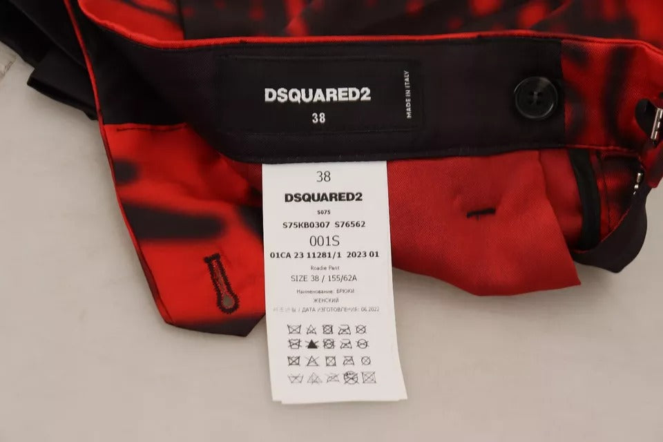 Dsquared² Rote bedruckte High Waist Straight Pants