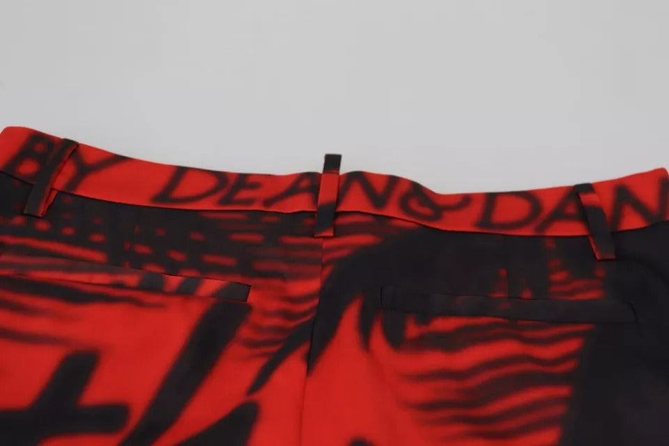 Dsquared² Rote bedruckte High Waist Straight Pants