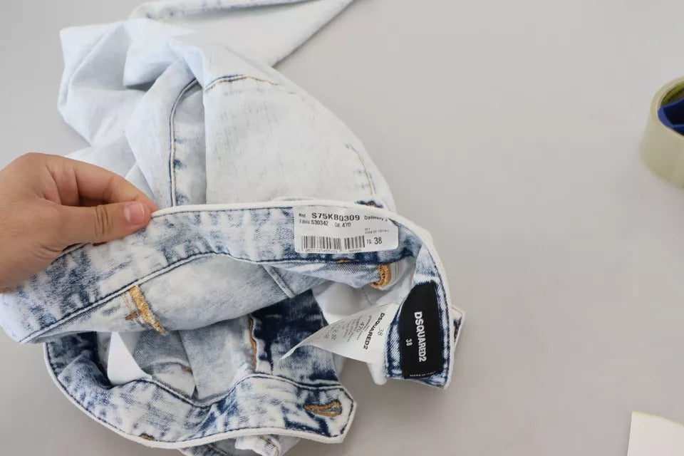 Dsquared² Hellblaue Straight Denim Jeans mit hoher Taille aus Baumwolle