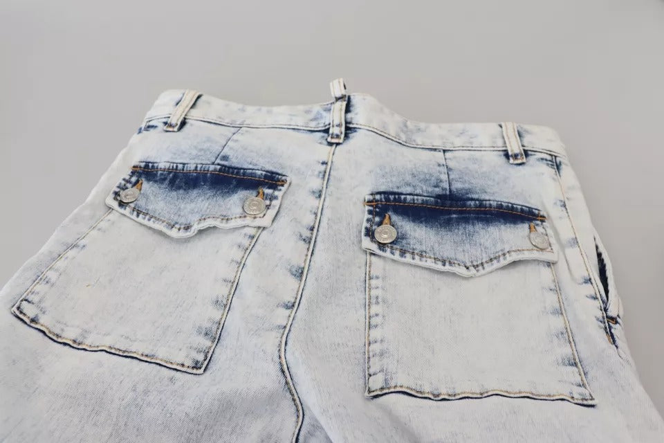 Dsquared² Hellblaue Straight Denim Jeans mit hoher Taille aus Baumwolle