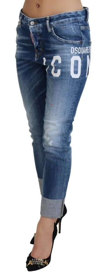 Dsquared² Blaue Icon Low Waist Cropped Cool Girl Denim Jeans