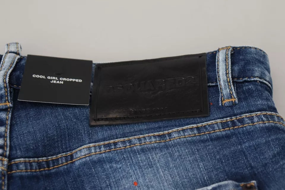 Dsquared² Blaue Icon Low Waist Cropped Cool Girl Denim Jeans