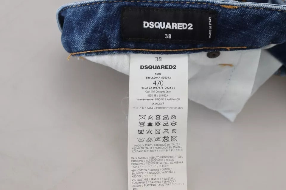 Dsquared² Blaue Icon Low Waist Cropped Cool Girl Denim Jeans