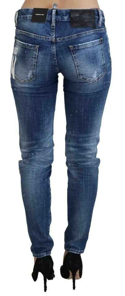 Dsquared² Blaue Icon Skinny Jennifer Denim Jeans mit niedriger Taille