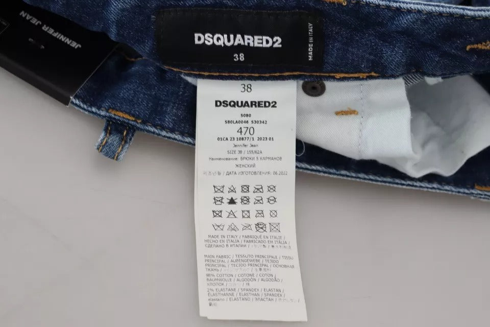 Dsquared² Blaue Icon Skinny Jennifer Denim Jeans mit niedriger Taille