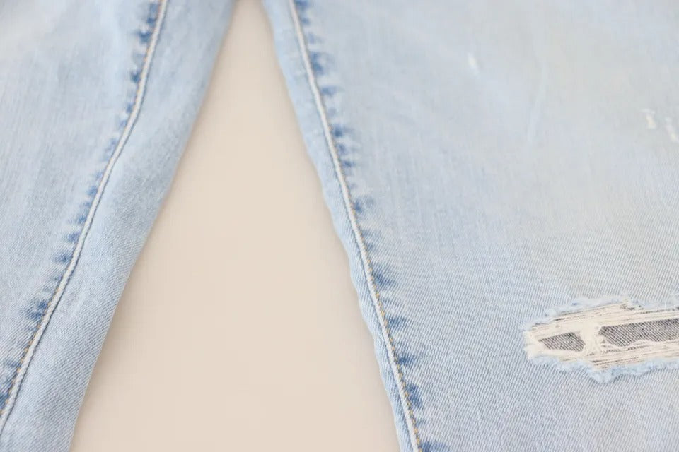 Dsquared² Blaue zerfledderte Twiggy Denim Jeans mit mittlerer Taille