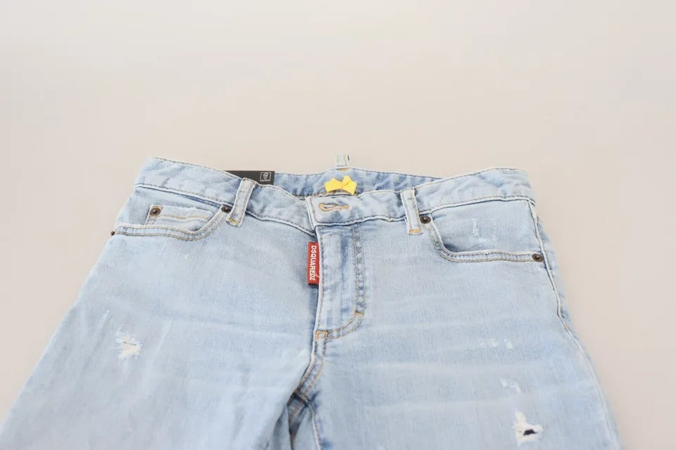 Dsquared² Blaue zerfledderte Twiggy Denim Jeans mit mittlerer Taille