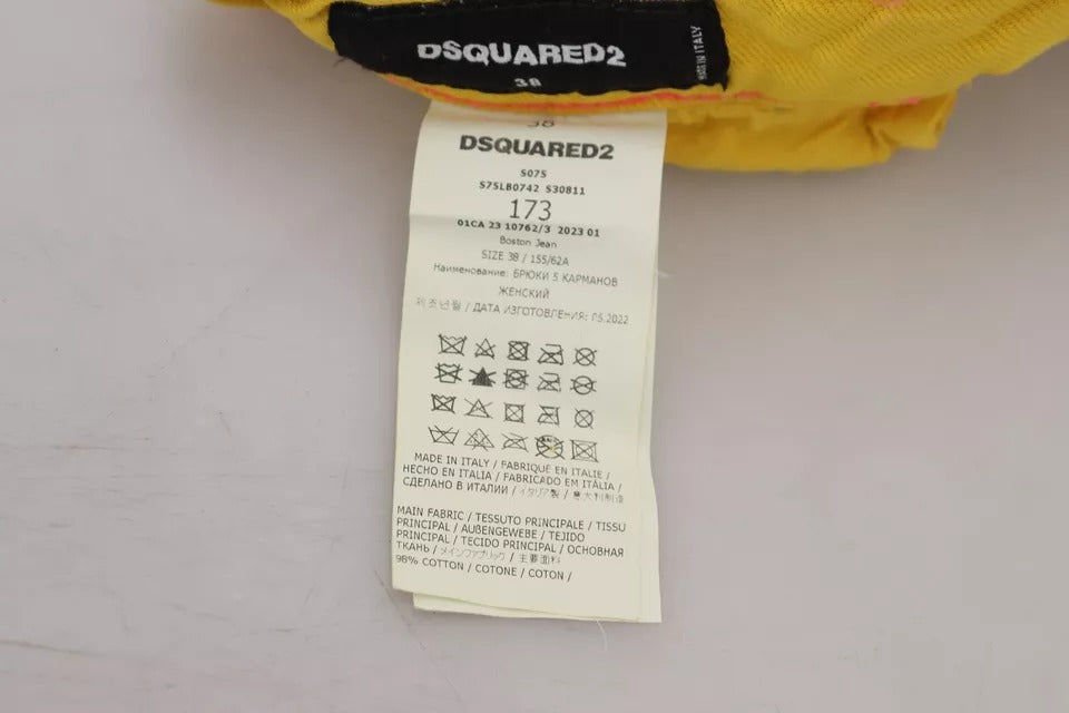 Dsquared² Gelbe High Waist Straight Denim Boston Jeans aus Baumwolle