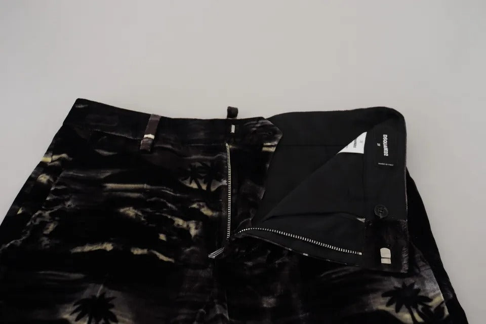 Dsquared² Schwarze bedruckte Super-Schlaghose mit hoher Taille