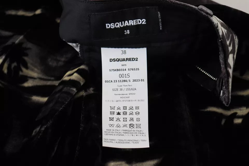Dsquared² Schwarze bedruckte Super-Schlaghose mit hoher Taille