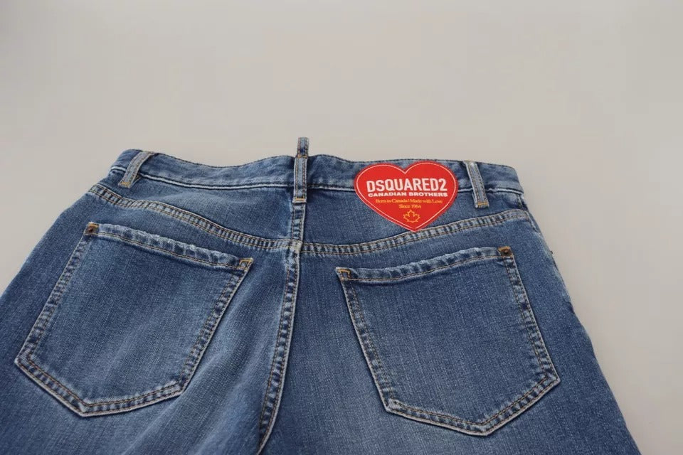Dsquared² Blaue Straight-Denim-Jeans mit hoher Taille und Verzerrungen