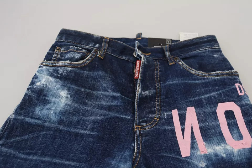 Dsquared² Blaue Icon High Waist Straight Denim Boston Jeans