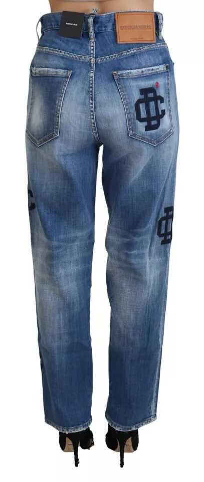 Dsquared² Blau gewaschene High Waist Straight Denim Boston Jeans