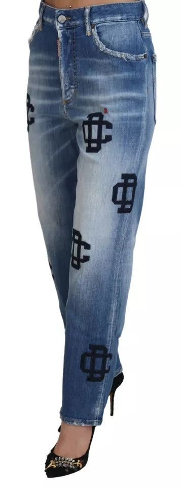 Dsquared² Blau gewaschene High Waist Straight Denim Boston Jeans
