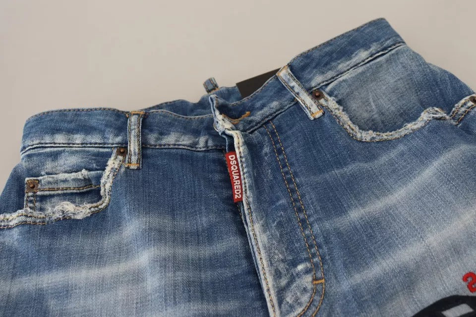 Dsquared² Blau gewaschene High Waist Straight Denim Boston Jeans