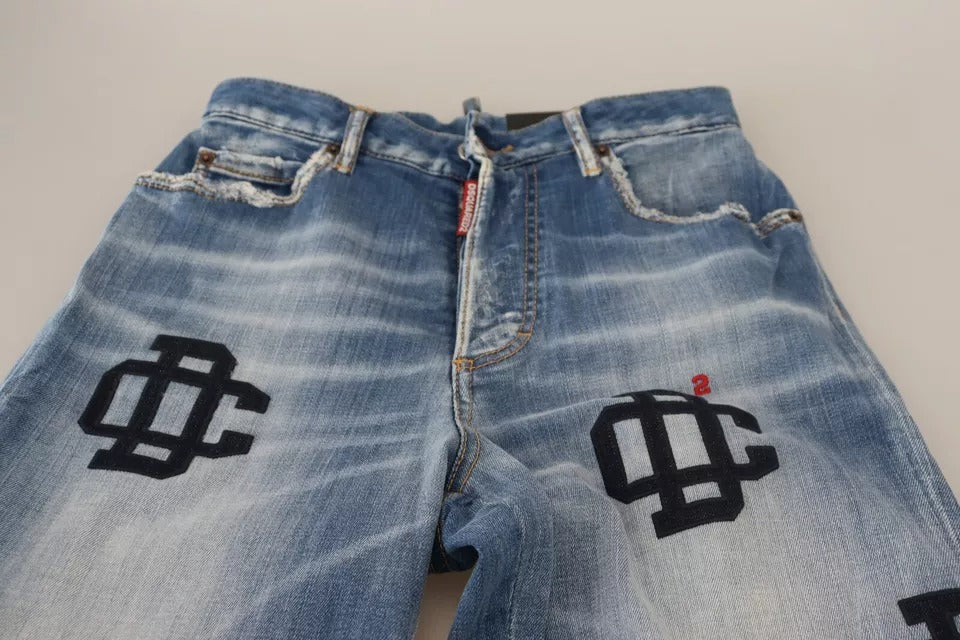 Dsquared² Blau gewaschene High Waist Straight Denim Boston Jeans