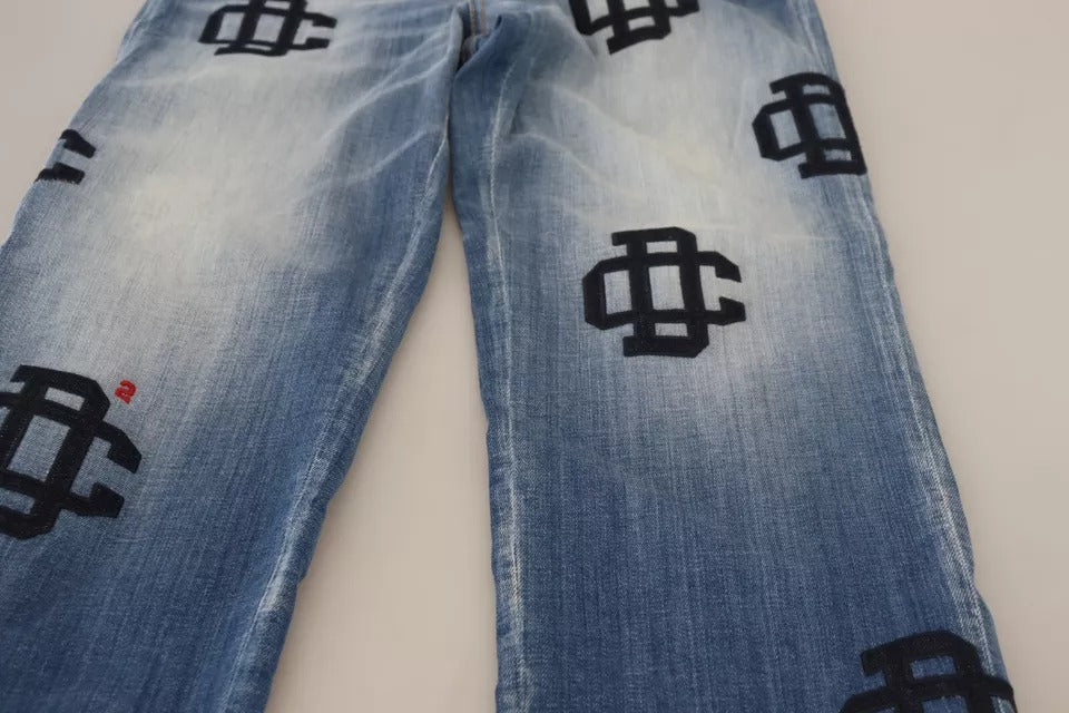 Dsquared² Blau gewaschene High Waist Straight Denim Boston Jeans