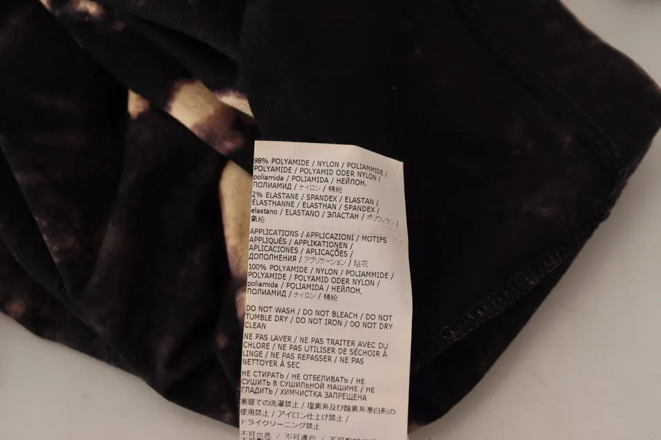 Dsquared² Schwarzes Tie Dye Mesh Langarm-Baumwoll-Shiftkleid