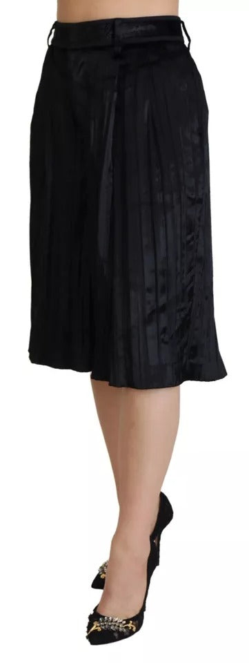 Dsquared² Schwarze plissierte Hose mit hoher Taille und weitem Bein