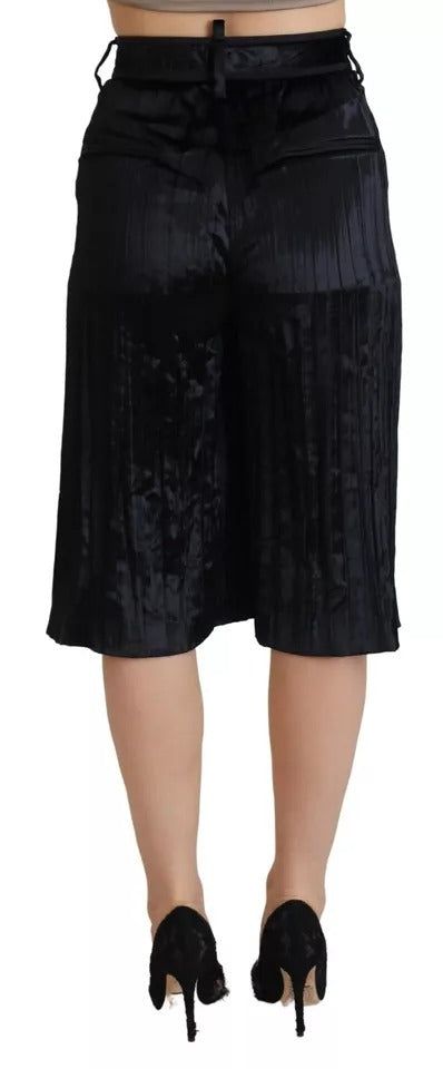 Dsquared² Schwarze plissierte Hose mit hoher Taille und weitem Bein