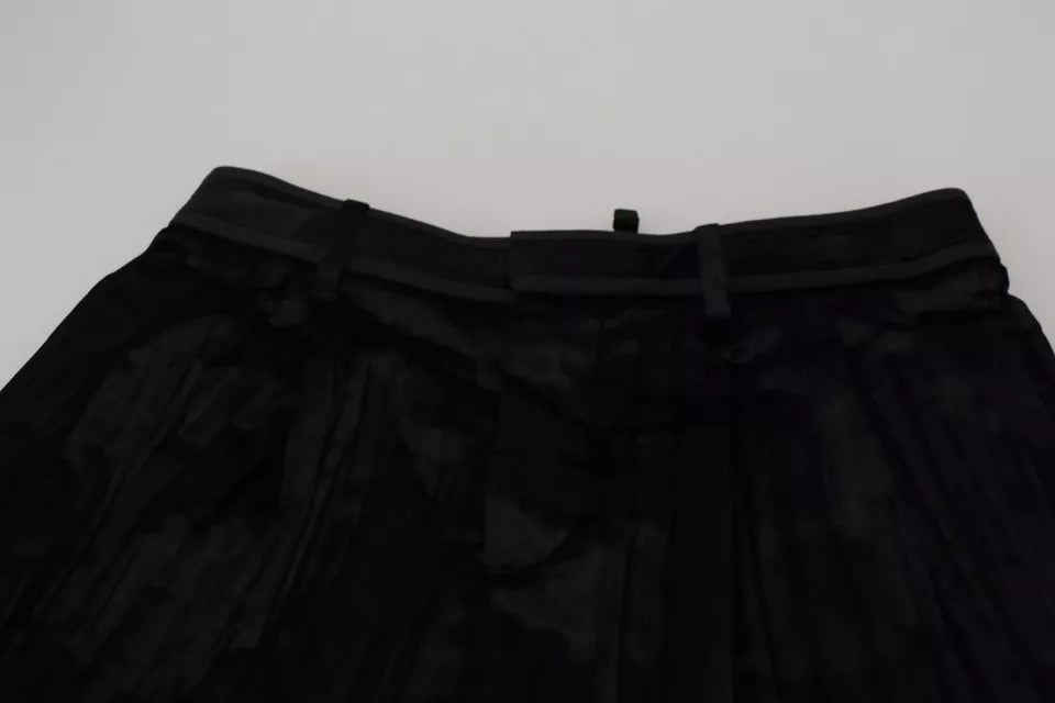 Dsquared² Schwarze plissierte Hose mit hoher Taille und weitem Bein
