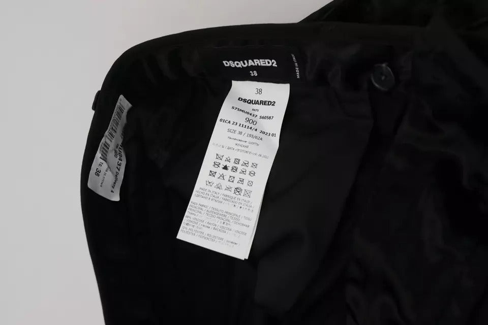 Dsquared² Schwarze plissierte Hose mit hoher Taille und weitem Bein