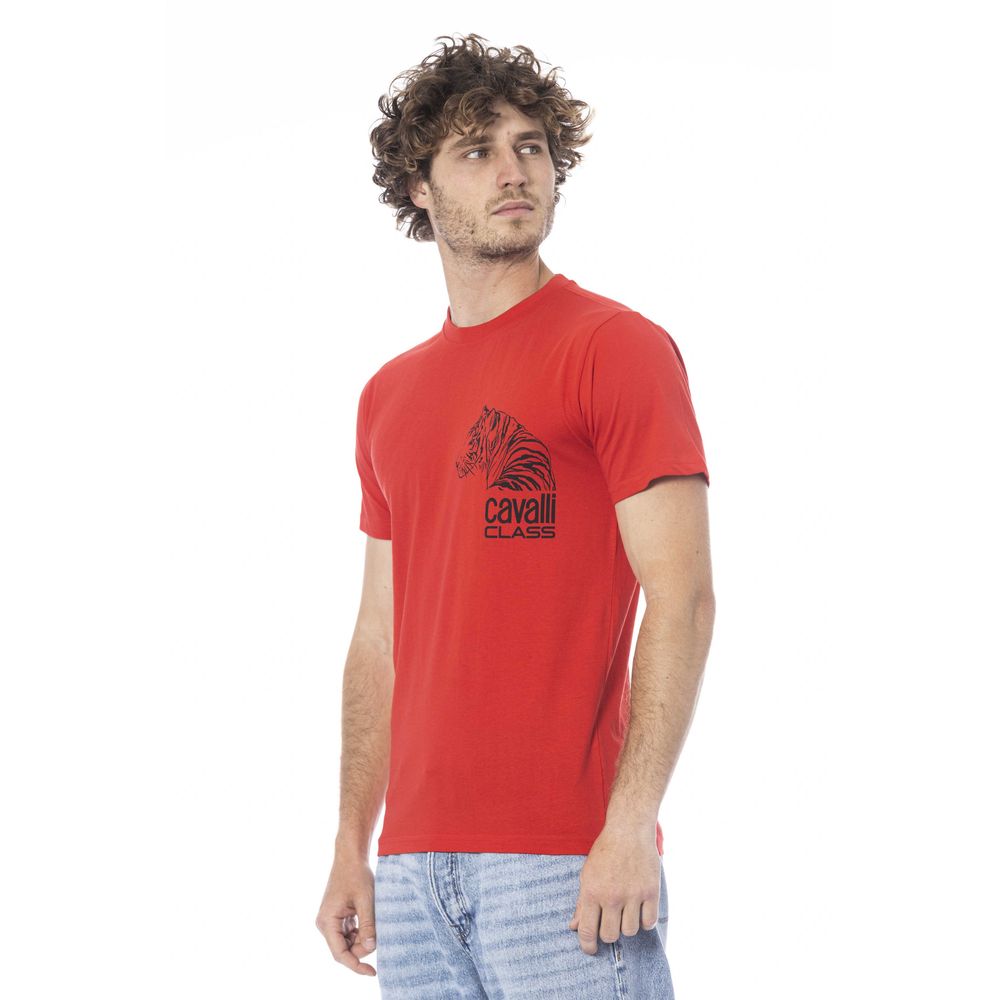 Cavalli Class Rotes Baumwolle Männer T-Shirt