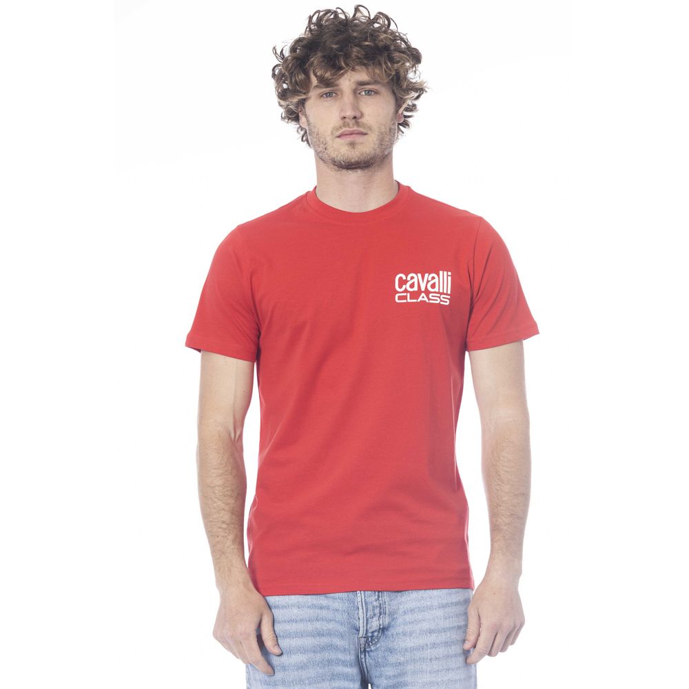 Cavalli Class Rotes Baumwolle Männer T-Shirt