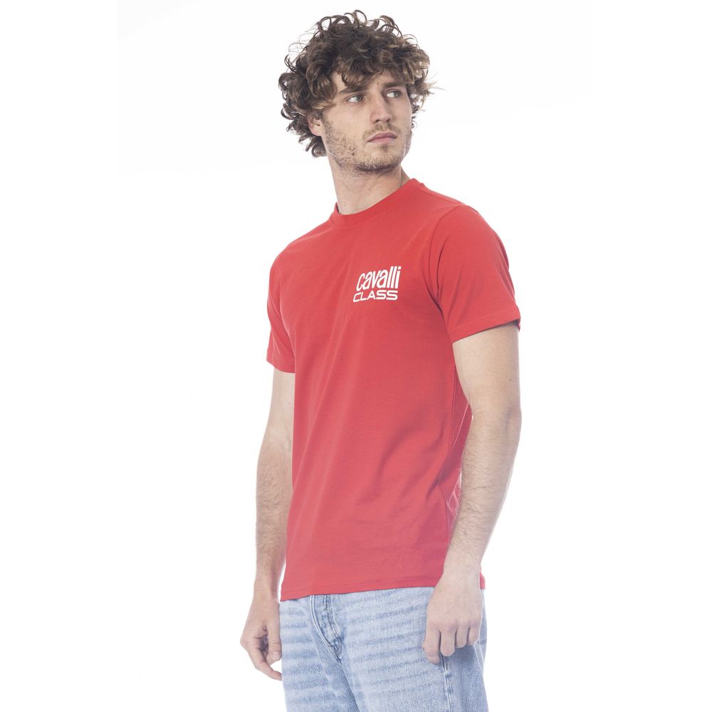 Cavalli Class Rotes Baumwolle Männer T-Shirt