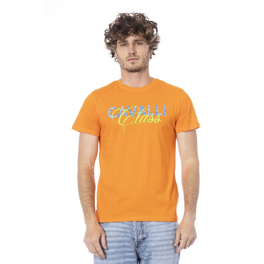 Cavalli Class Orange Baumwolle Männer T-Shirt