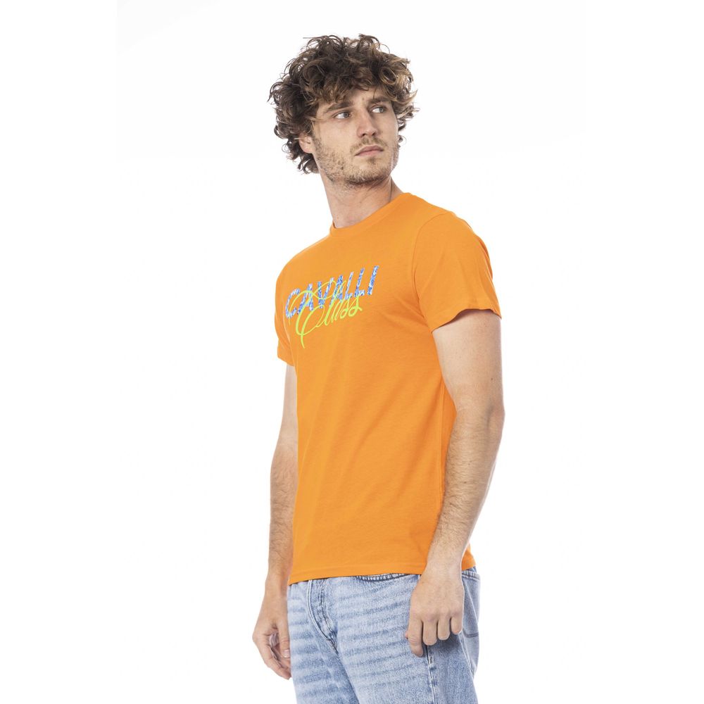 Cavalli Class Orange Baumwolle Männer T-Shirt