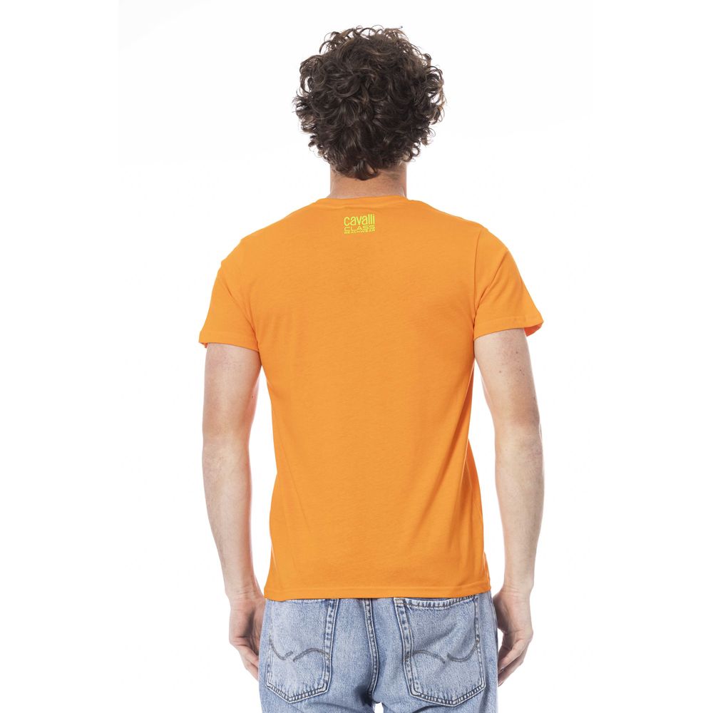 Cavalli Class Orange Baumwolle Männer T-Shirt