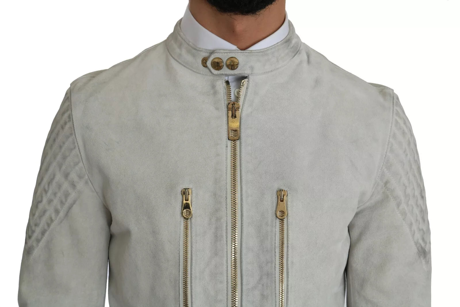 Dolce & Gabbana Weiße Biker-Motorradjacke aus Leder