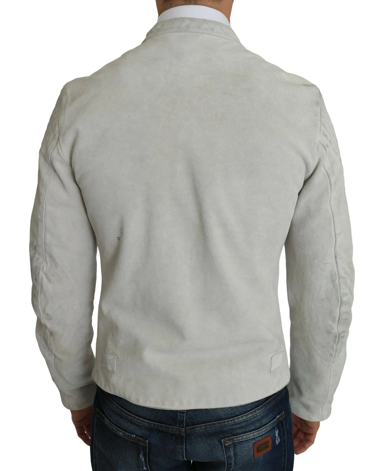 Dolce & Gabbana Weiße Biker-Motorradjacke aus Leder