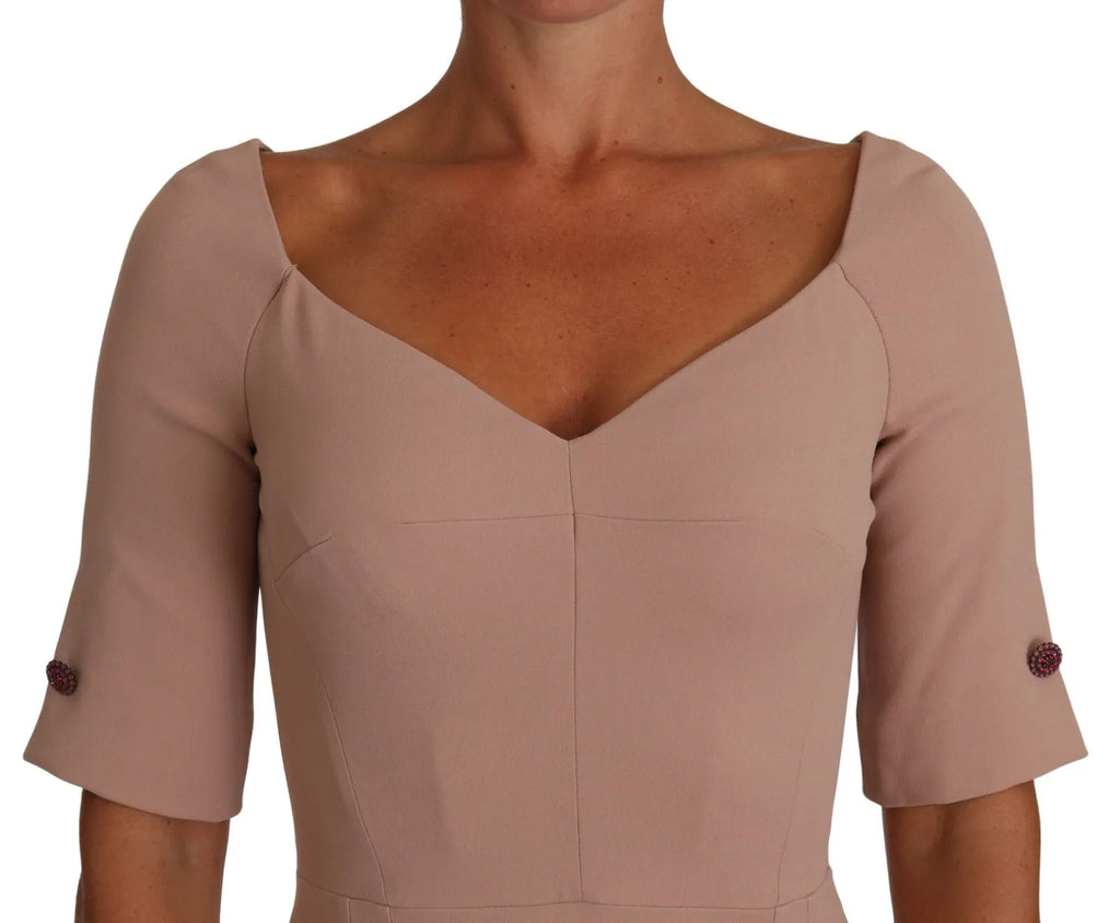 Dolce & Gabbana Staubrosa Midi-Etuikleid mit Kristallknöpfen