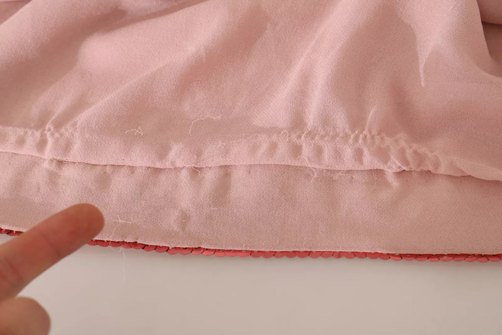 Dolce & Gabbana Rosa geblümtes Kleid mit Pailletten und Kristall