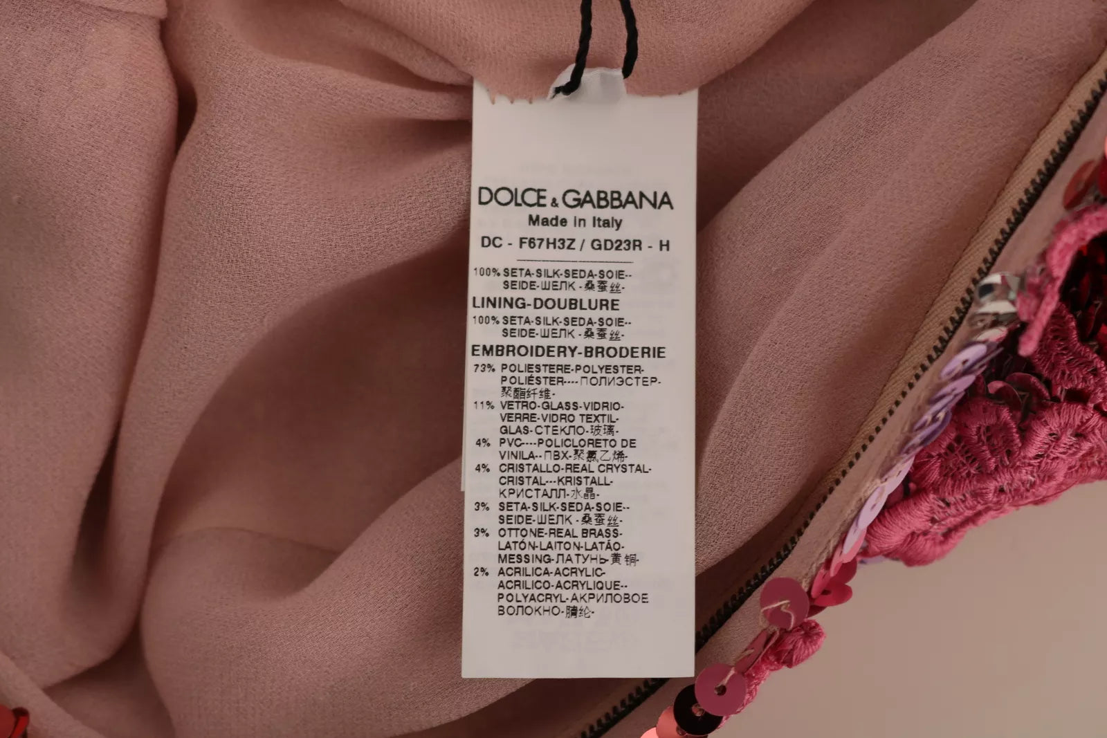 Dolce & Gabbana Rosa geblümtes Kleid mit Pailletten und Kristall