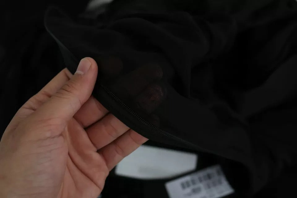 Dolce & Gabbana Schwarzes Netzplissee-Minikleid aus Seidenmischung