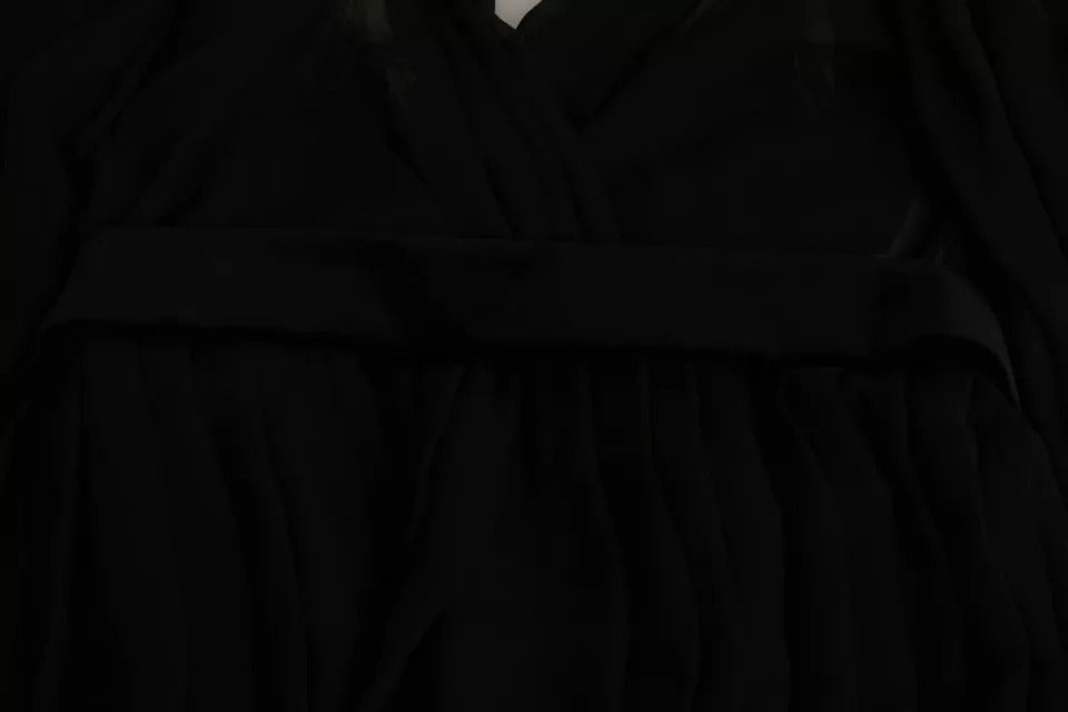 Dolce & Gabbana Schwarzes Netzplissee-Minikleid aus Seidenmischung