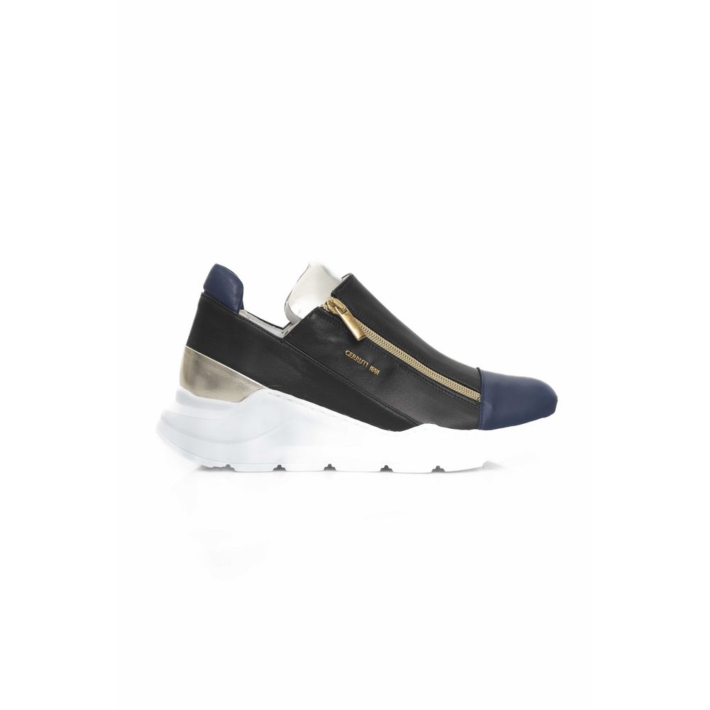 Cerruti 1881 Black Goatskin Women Sneaker